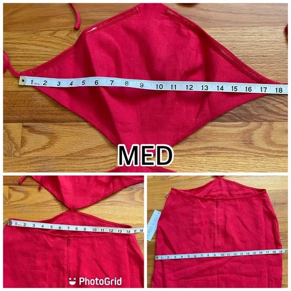 Ronny Kobo Red Marietta Cutout Linen Halterneck Maxi Dress - Picture 9 of 13